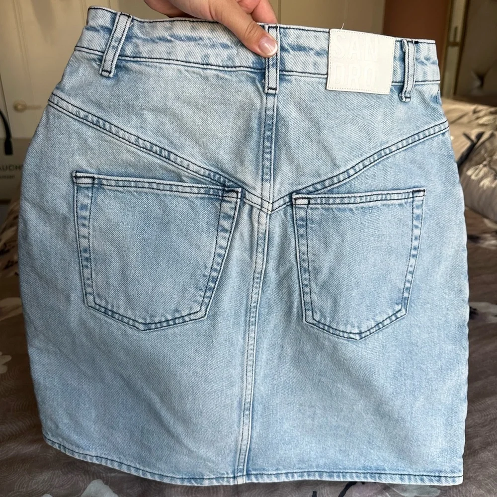 SOLD! Sandro Paris Mini Denim Skirt Size 2 Small - Picture 11 of 16